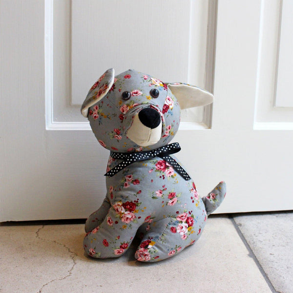 Floral Dog Grey Novelty Door Stop -  - Ideal Textiles