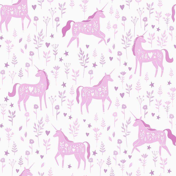 Folk Unicorn Wallpaper Pink - Ideal