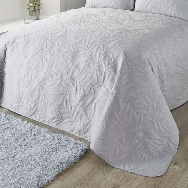 Luana Pinsonic Floral Leaf Silver Bedspread -  - Ideal Textiles