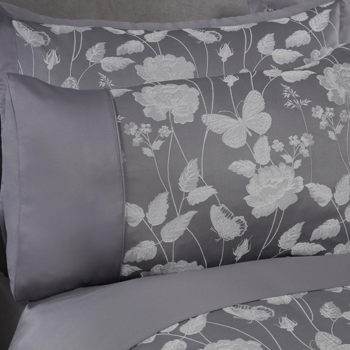 Butterfly Meadow Jacquard Sateen Silver Duvet Cover Set -  - Ideal Textiles