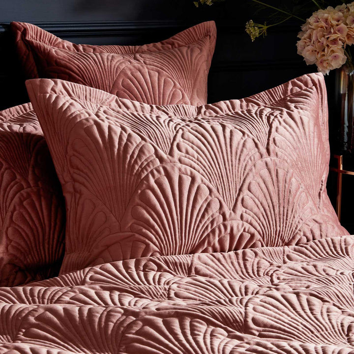 Palmeria Quilted Velvet Blush Pink Oxford Pillowcase -  - Ideal Textiles