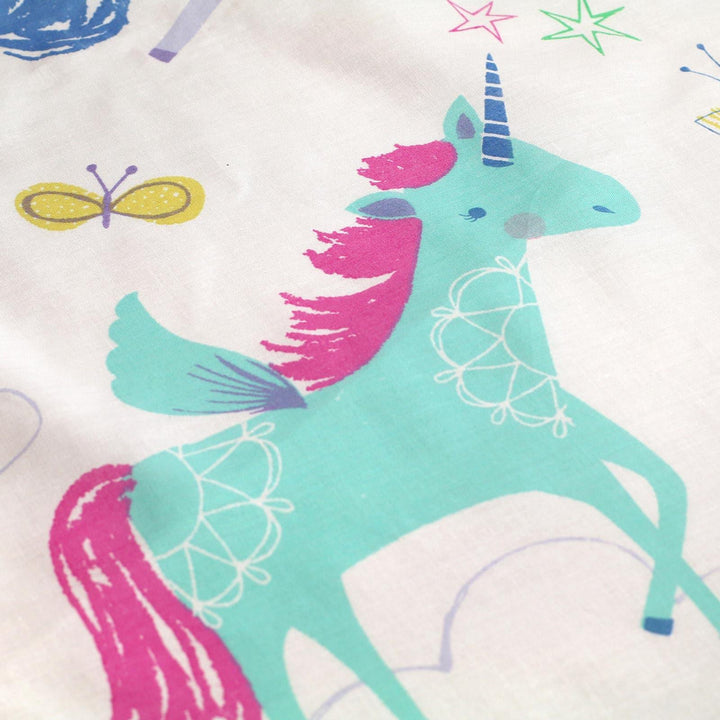 Rainbow Unicorn Reversible White & Teal Duvet Cover Set -  - Ideal Textiles