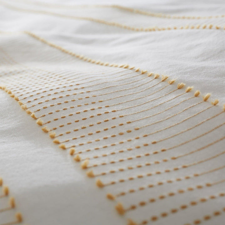 Cairns Tufted Jacquard 100% Cotton Ochre Duvet Cover Set -  - Ideal Textiles