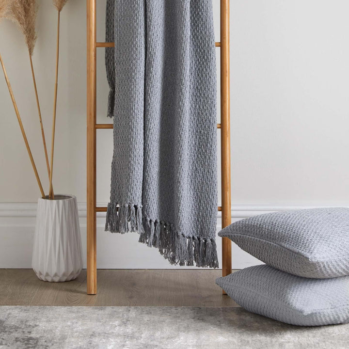 Hayden 100% Recycled Cotton Grey Throws -  - Ideal Textiles