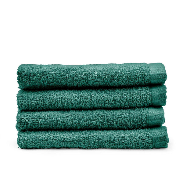 Quick Dry 100% Cotton Face Cloth 4 Pack Forest Green - Ideal