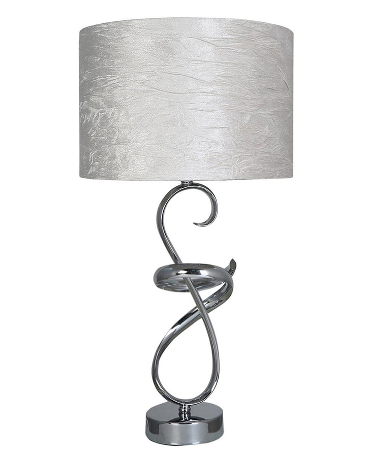 Vortex Silver Ivory Velvet Table Lamp - Ideal