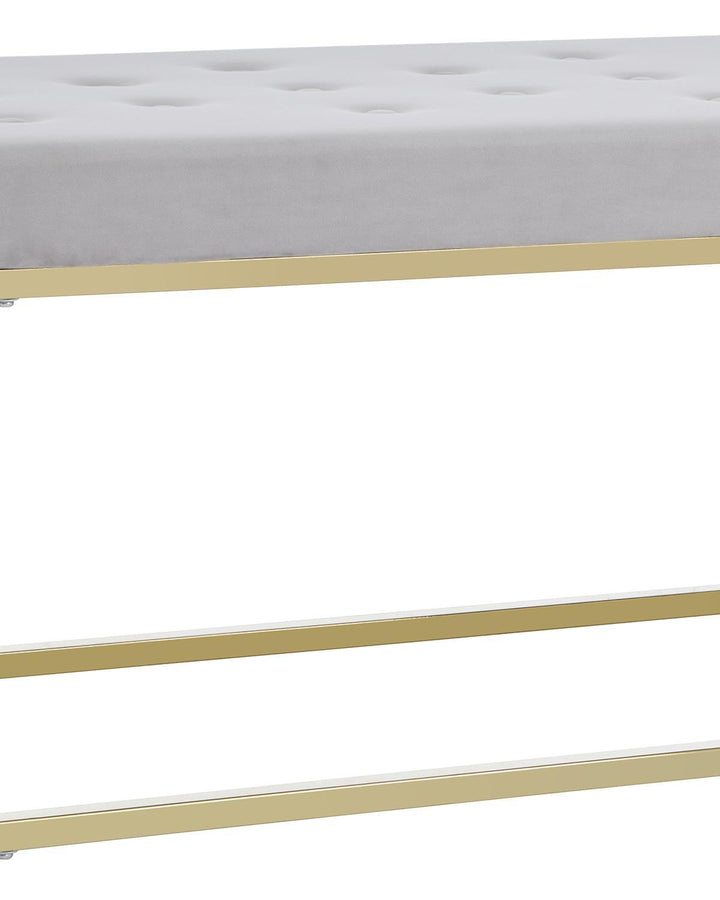 Oban Gold Frame Button Bench Seat Mink Velvet - Ideal