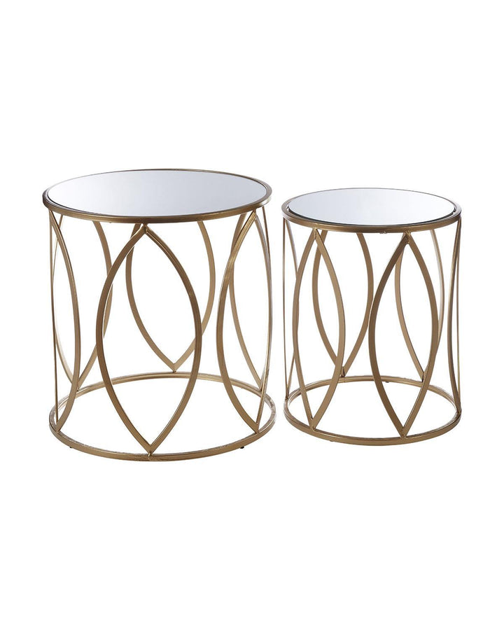 Set of 2 Metallic Petal Semi Circle Side Tables - Ideal