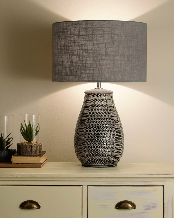 Maxwell Table Lamp Grey Terracotta Grey Shade - Ideal