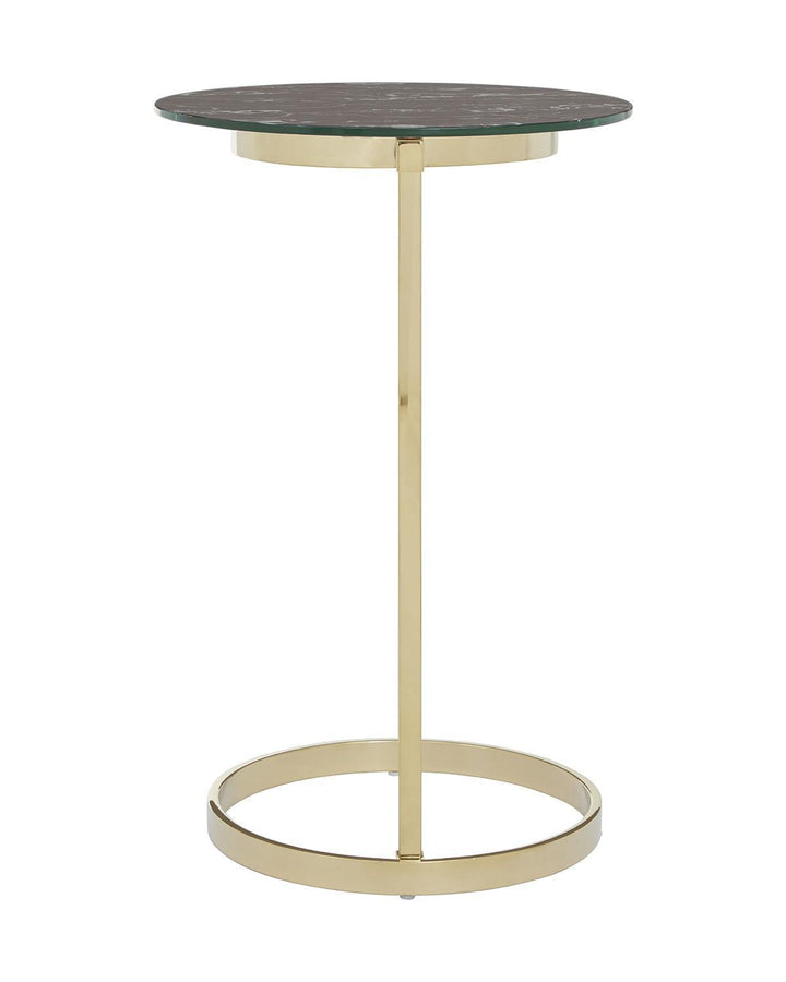 Black Marble Glass Top Metallic End Table - Ideal