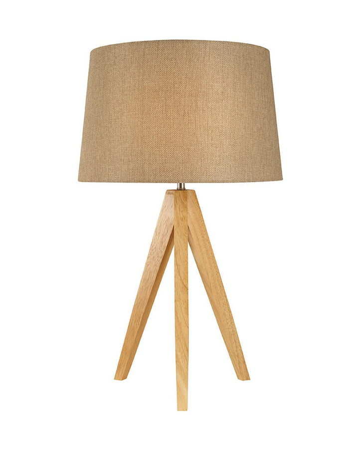 Taupe Wooden Tripod Lamp - Ideal