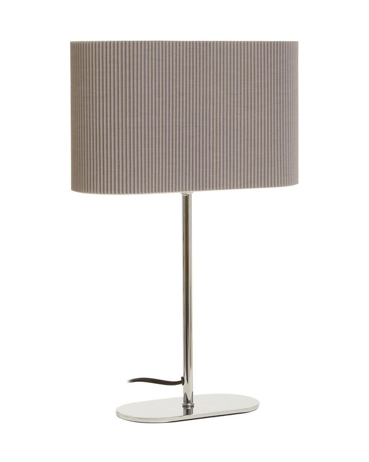 Shiny Silver and Grey Ribbed Fabric Table Lamp - Ideal