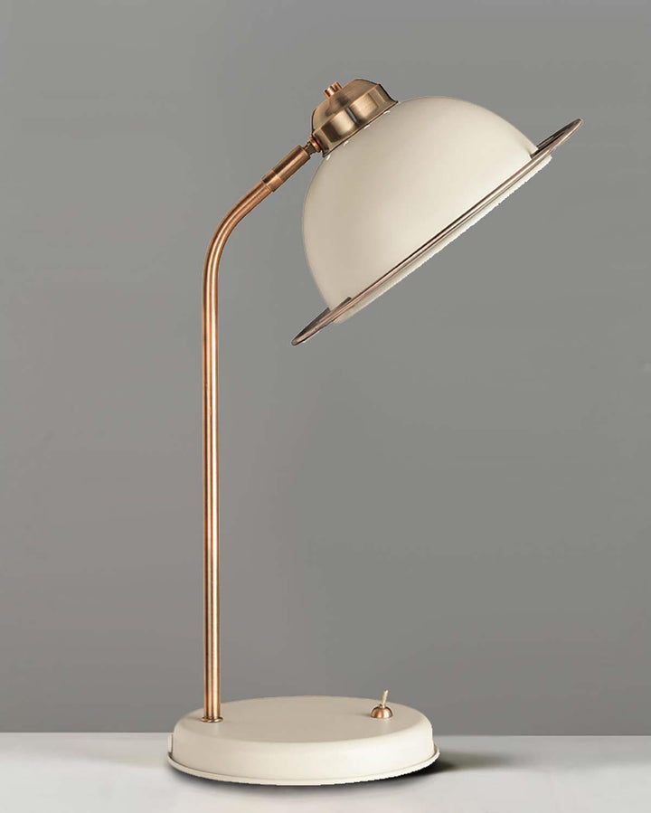 Cream and Copper Bauhaus Table Lamp with Cream Shade - Ideal