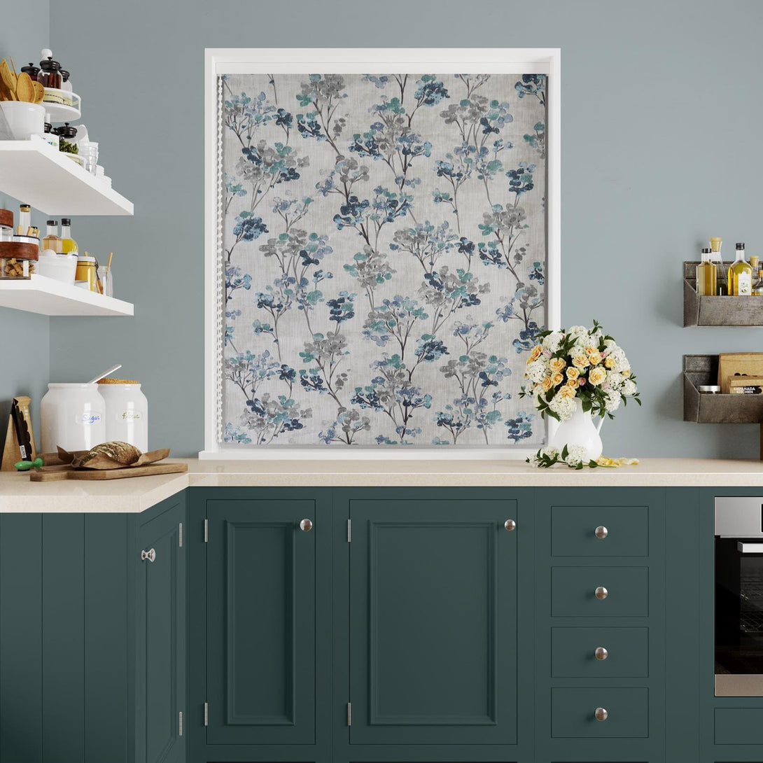Amelia Teal Made To Measure Roman Blind -  - Ideal Textiles
