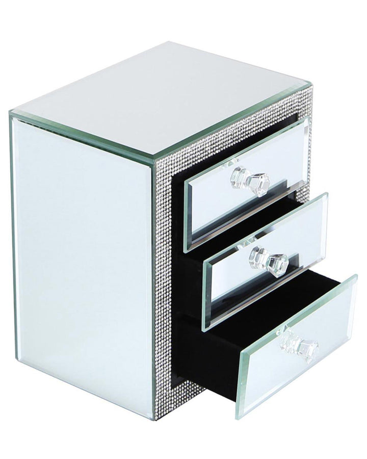 Mirror Diamante 3 Drawer Jewellery Box - Ideal