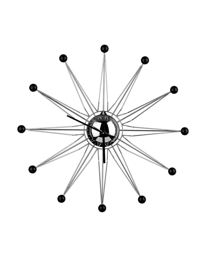 Contemporary Spoke Design Wall Clock - Chrome/Black - Ideal