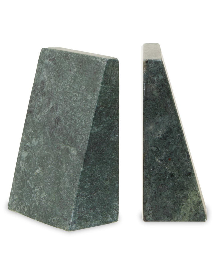 Pair of Hand Cut Marble Bookends Green - Ideal