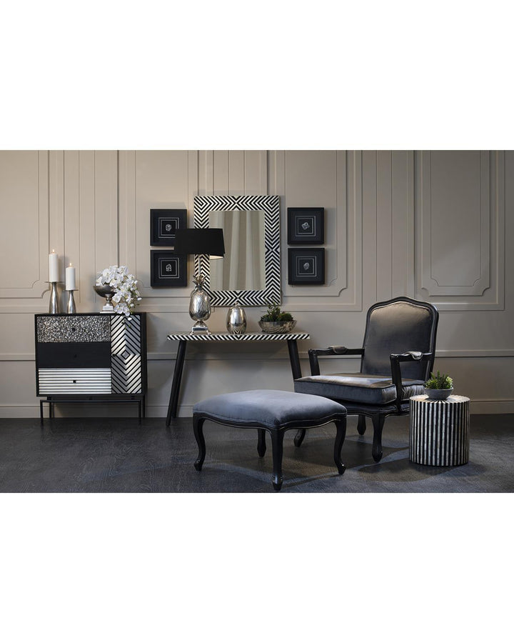 Black & White Striped Bone Inlay Console Table - Ideal