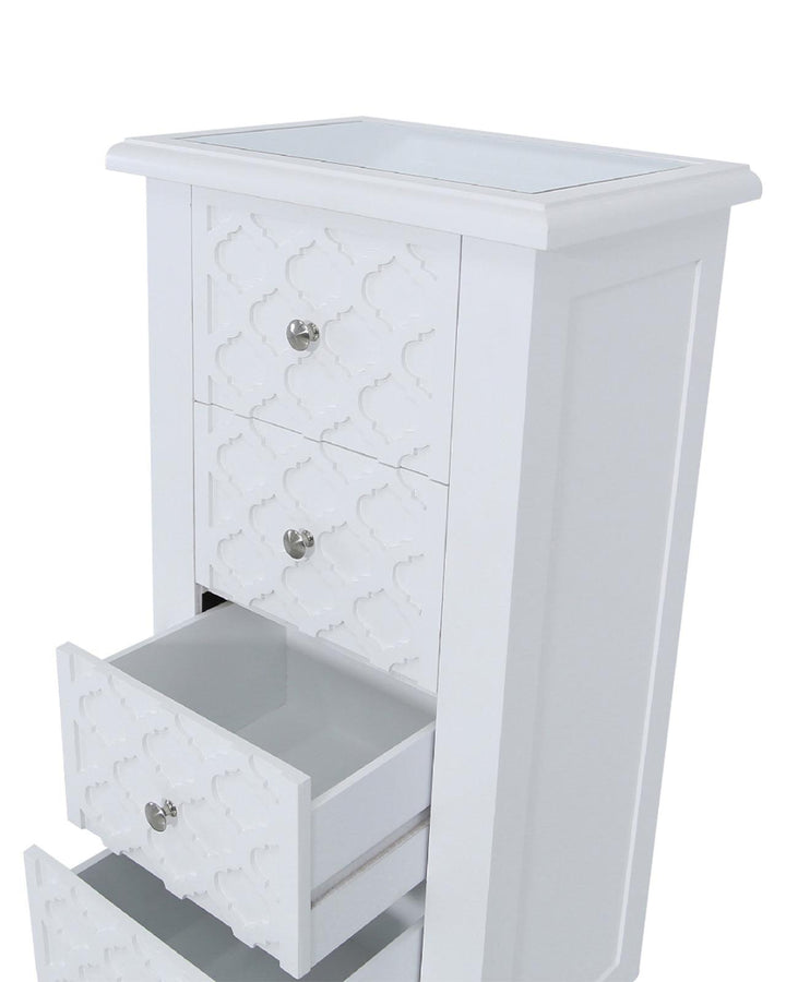 Tangiers White Wood Tallboy - Ideal
