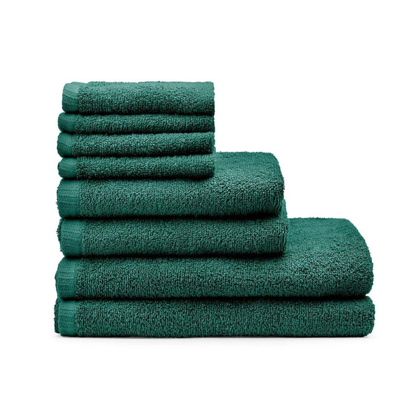 Quick Dry 100% Cotton 8 Piece Towel Bale Forest Green - Ideal