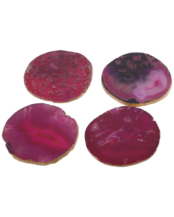 Set of 4 Agate Coasters Pink & Gold - Ideal