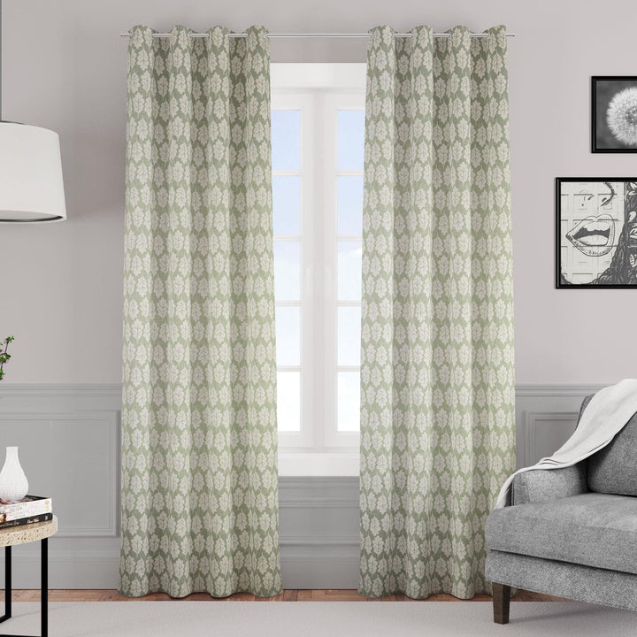 Oak Leaf Lemongrass Made To Measure Curtains -  - Ideal Textiles