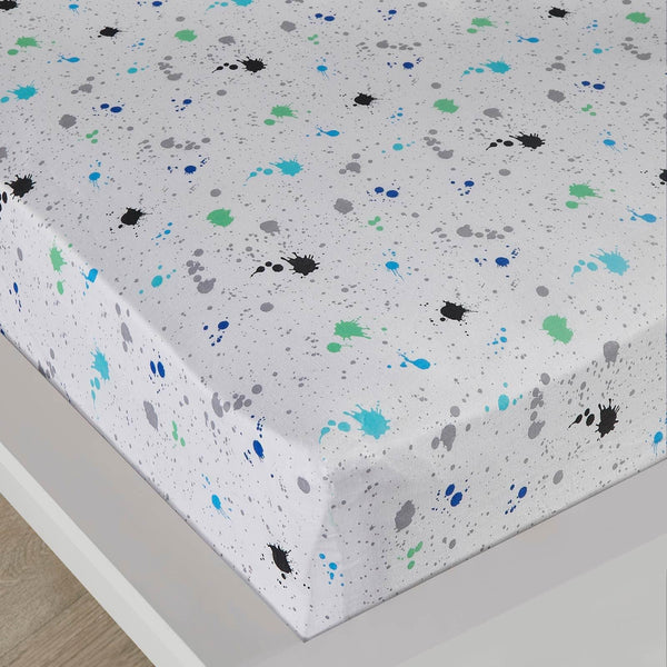 Game Glow Splatter Print White Fitted Sheet - Ideal