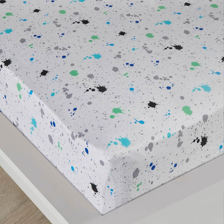 Game Glow Splatter Print White Fitted Sheet - Ideal