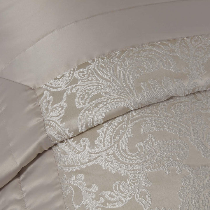 Duchess Paisley Jacquard Sateen Quilted Cream Bedspread -  - Ideal Textiles