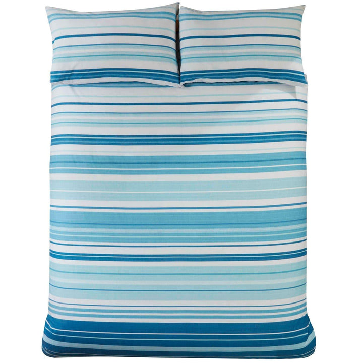 Stratford Stripe Printed Blue Duvet Cover Set -  - Ideal Textiles