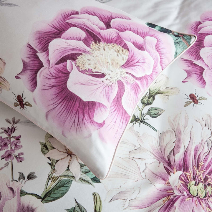 Krista Floral 100% Cotton Piped Pillowcases Pair -  - Ideal Textiles