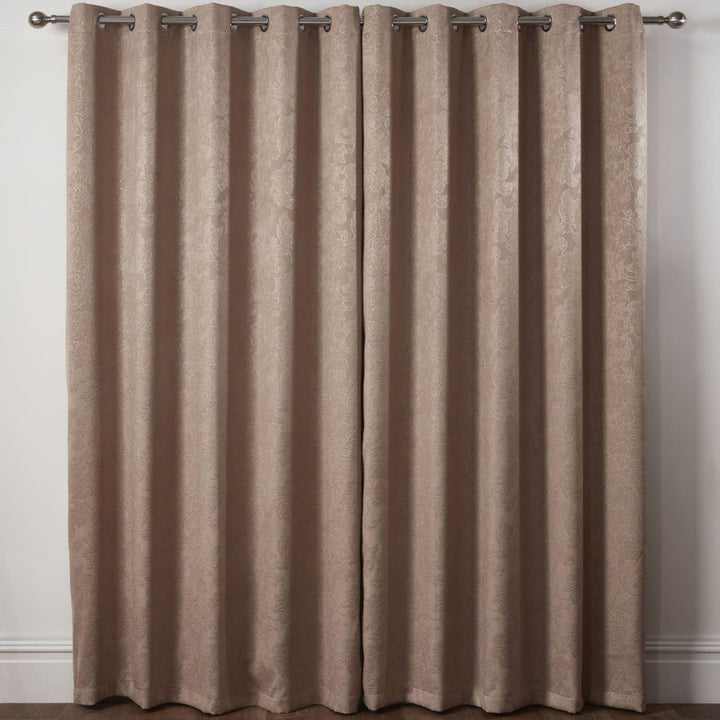 Regency Damask Thermal Blackout Eyelet Curtains Taupe -  - Ideal Textiles