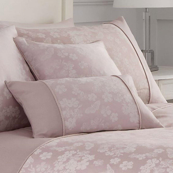 Blossom Floral Jacquard Blush Pink Filled Boudoir Cushion -  - Ideal Textiles