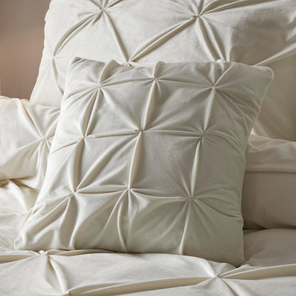 Mira Velvet Pintuck Filled Cushion Ivory - Ideal