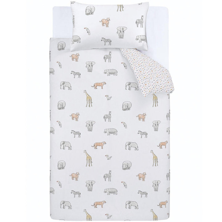 Zoo Animals 100% Cotton Kids Pastel Duvet Cover Set -  - Ideal Textiles