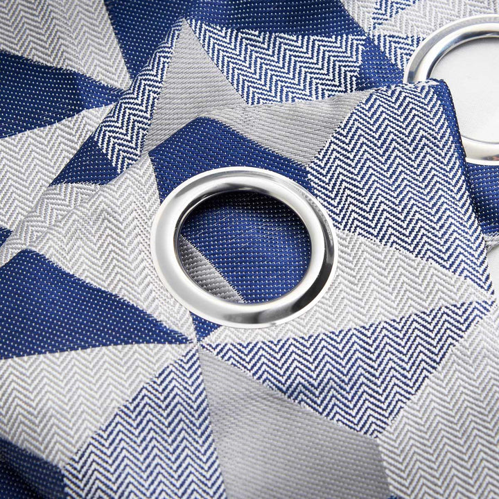 Skandi Jacquard Lined Eyelet Curtains Navy -  - Ideal Textiles