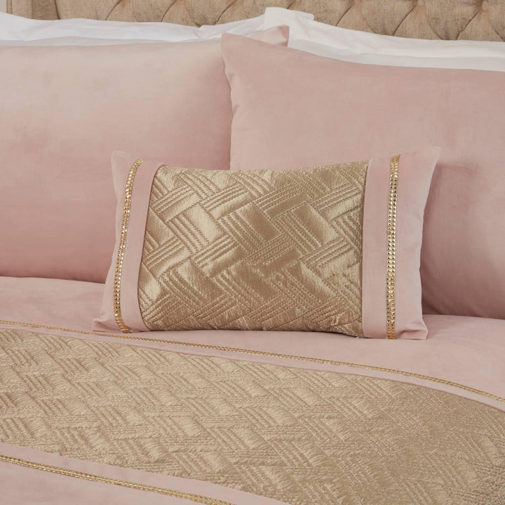 Capri Diamante Embellished Blush Pink & Gold Boudoir Cushion -  - Ideal Textiles