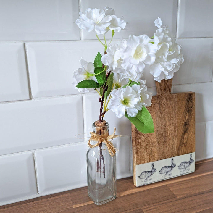 Artificial White Floral Spray in Bottle Vase -  - Ideal Textiles