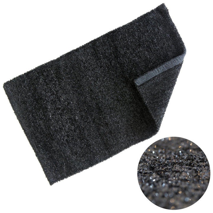 Twinkle Super Soft Glittery Metallic Black Bath Mat -  - Ideal Textiles