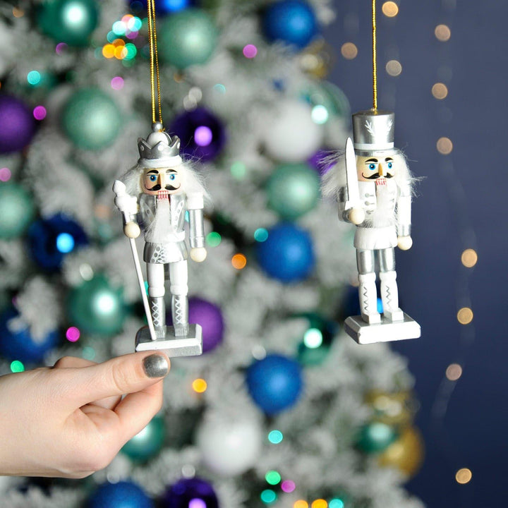 Silver & White Hanging Nutcracker Decoration - Ideal