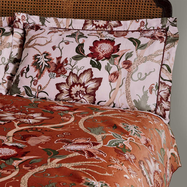 Botanist Floral 200 Thread Count 100% Cotton Russet Oxford Pillowcases -  - Ideal Textiles