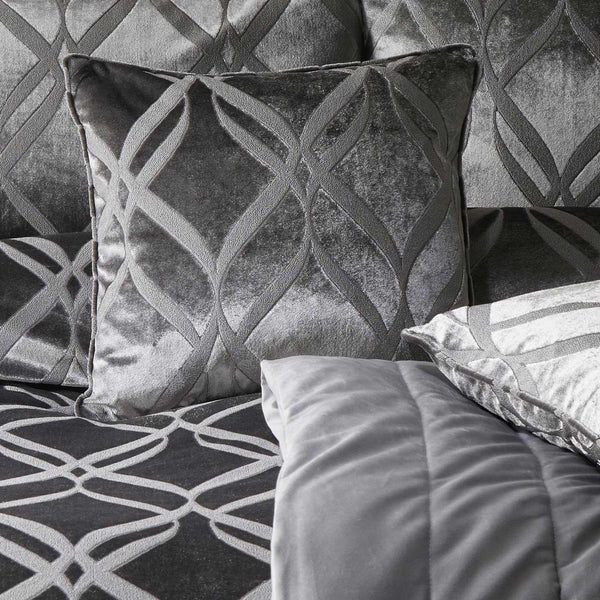 Belfort Diamond Jacquard Velvet Filled Cushion Slate - Ideal