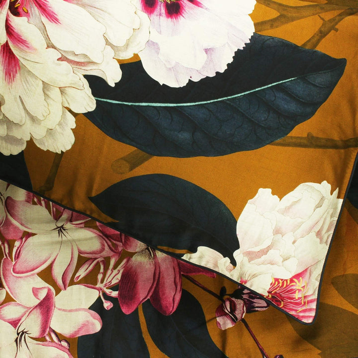 Kyoto Floral 100% Cotton Piped Pillowcases Pair -  - Ideal Textiles