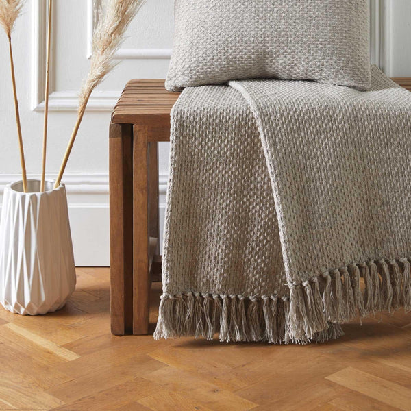 Hayden 100% Recycled Cotton Natural Throws - 130cm x 180cm - Ideal Textiles