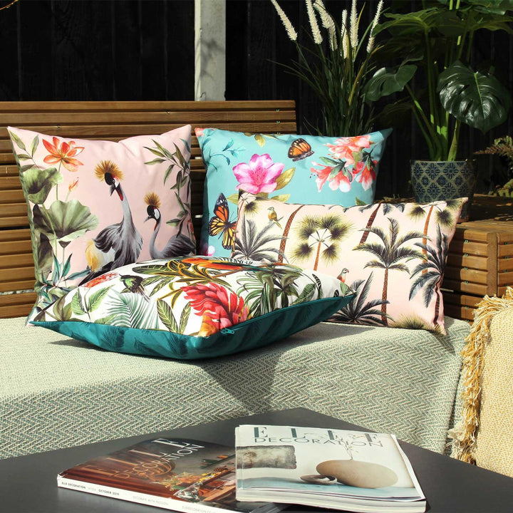 Cranes Outdoor Blush Cushion Cover 17'' x 17'' -  - Ideal Textiles