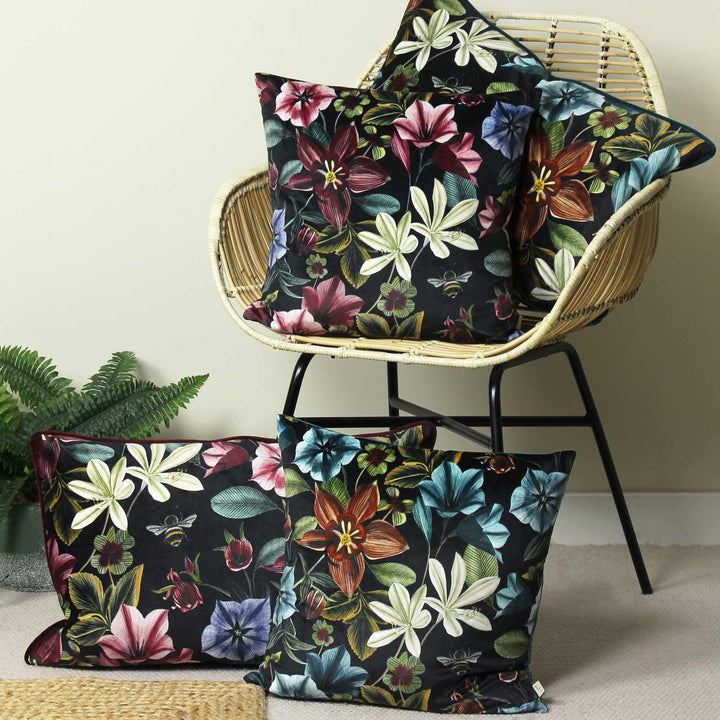 Midnight Garden Aquilegia Shiraz Rectangular Filled Cushions - Ideal