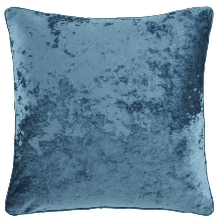 Crushed Velvet Teal Filled Cushion -  - Ideal Textiles