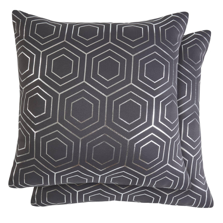 Hartford Geometric Charcoal Cushion Cover 17" x 17" - Ideal