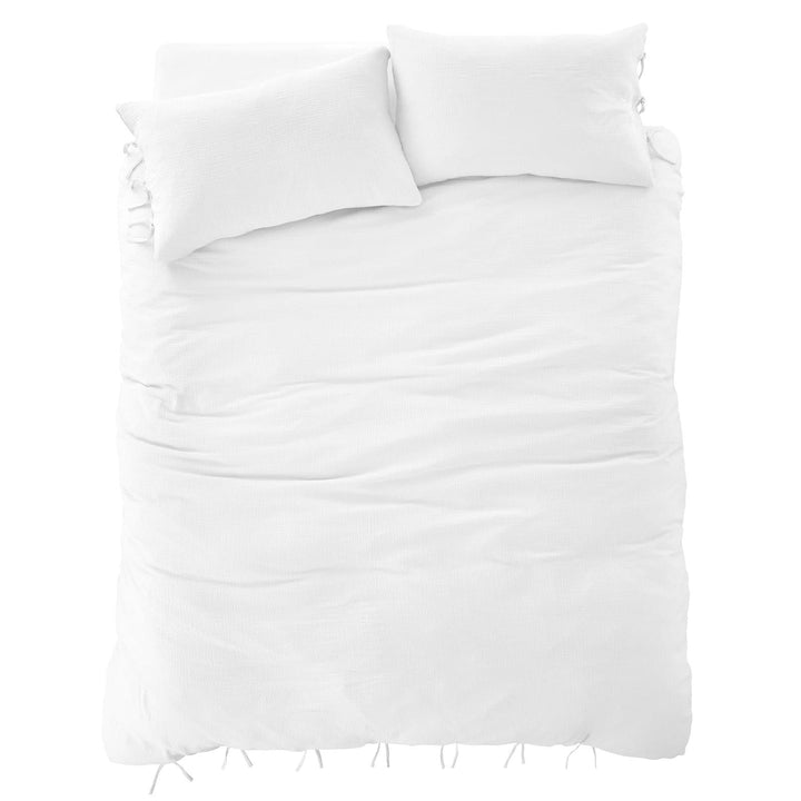 Afra Cotton Muslin 100% Cotton White Duvet Cover Set - Ideal