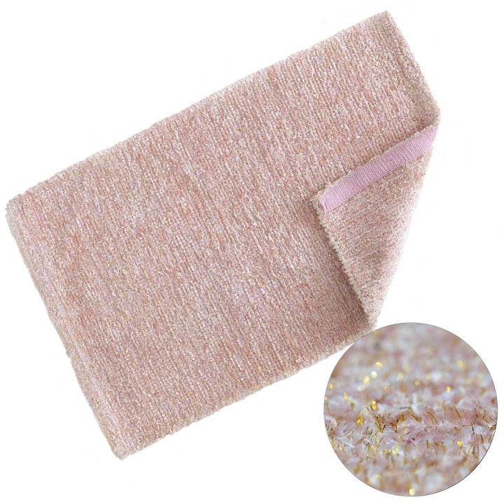 Twinkle Super Soft Glittery Metallic Blush Pink Bath Mat -  - Ideal Textiles
